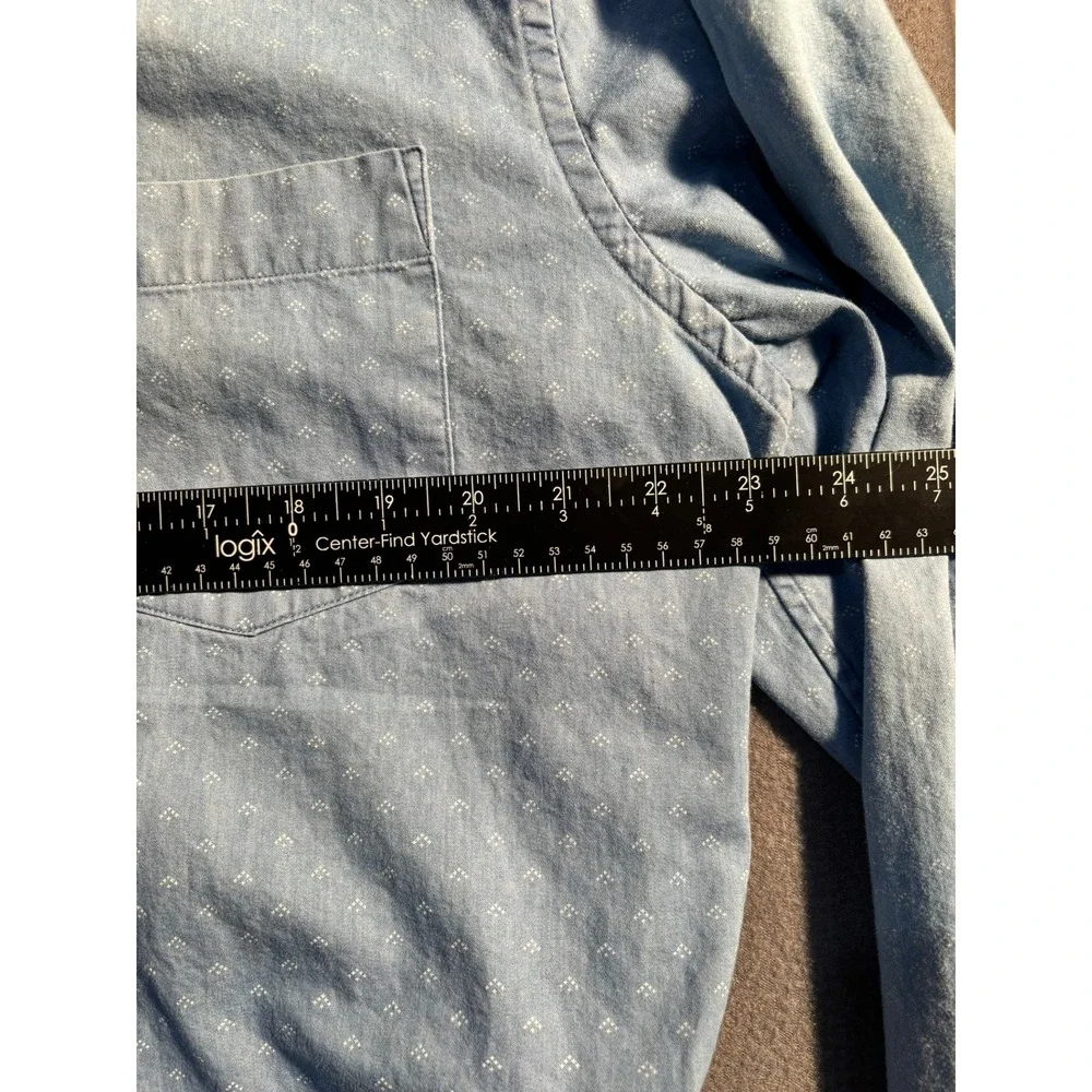 Banana Republic Button Down Shirt Mens XL Blue Print Grant Slim Fit Chambray